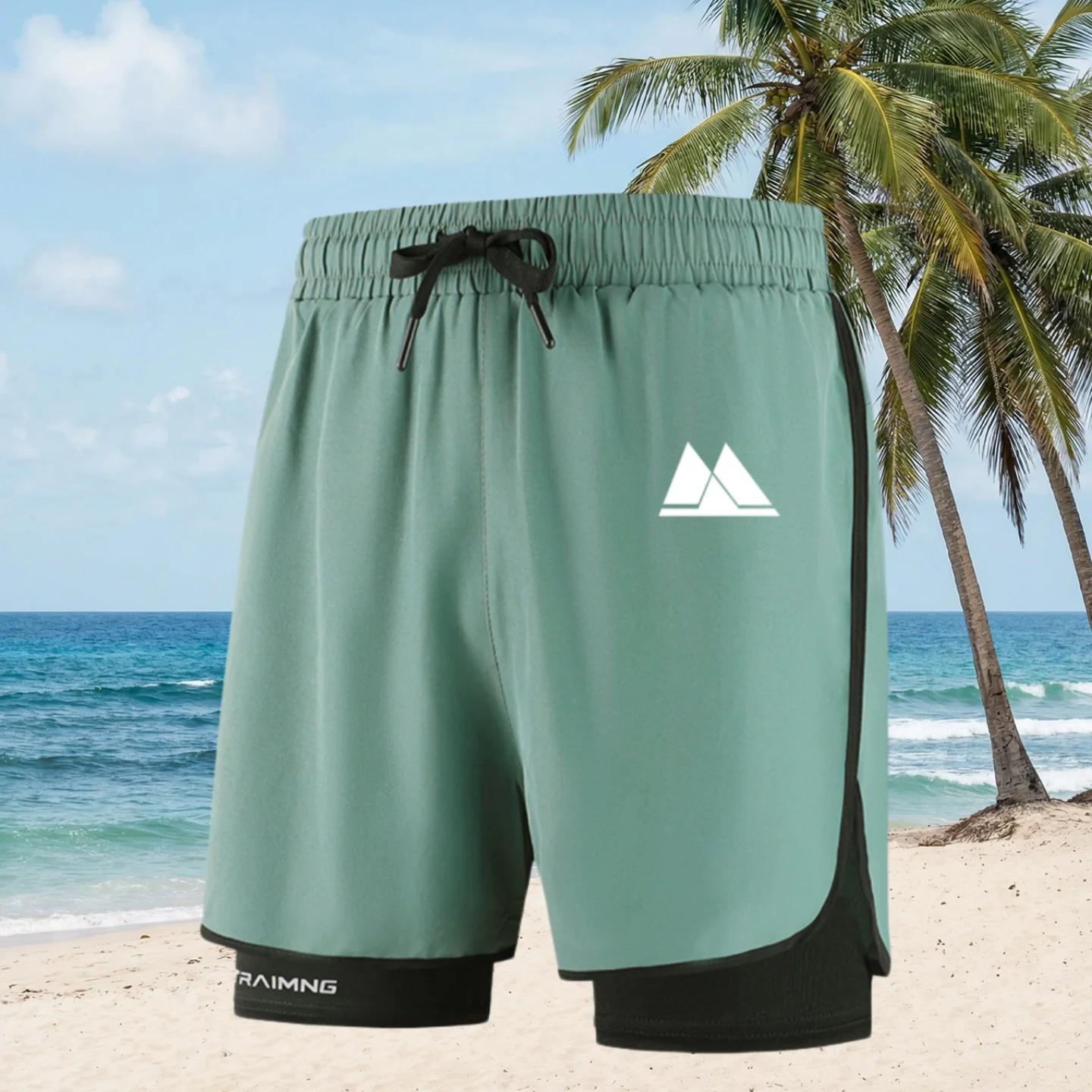 

New Men's Summer Vacation Beach Shorts with Double-Layer Sports Lining, Quick-Dry Basketball Shorts for Marathon Running