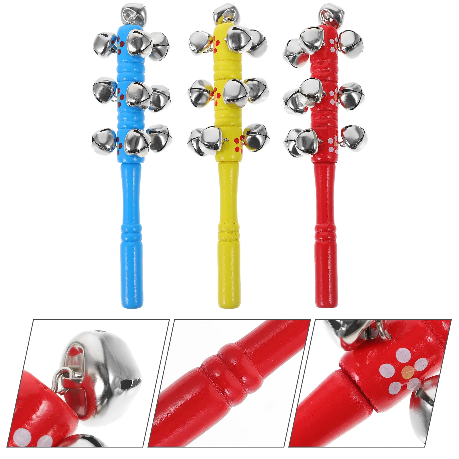 3 Pcs Christmas Jingle Bell Toys Sticks Instruments Kids Rattle Bells Musical Child