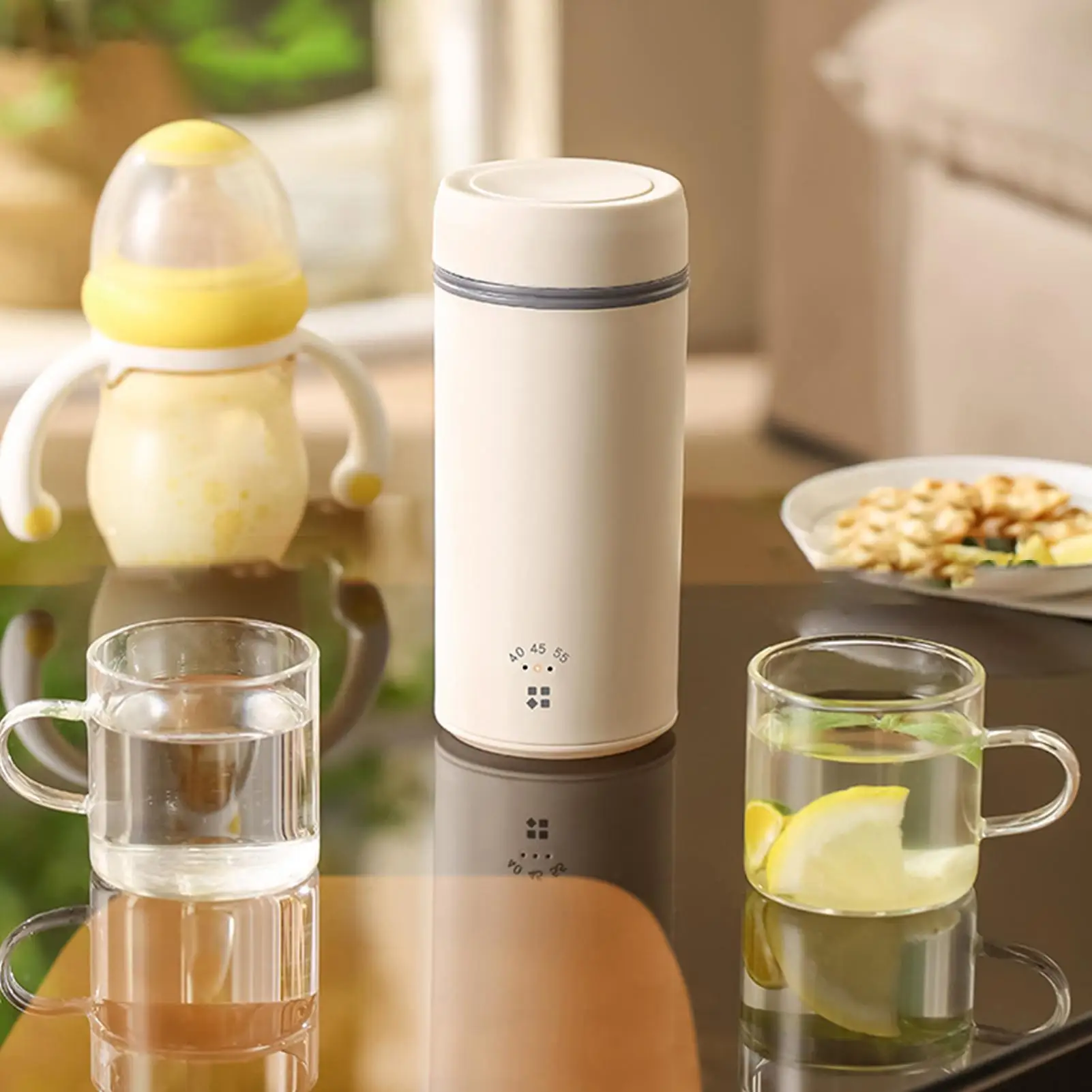 Car USB Heating Cup 260ml Leakproof Stainless Steel Liner Cup Insulated Water Heater Mug For Coffee Milk Tea Traveling Commuting