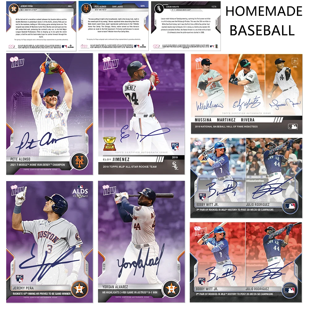 Cartão colecionável refrativo autografado DIY feito à mão de jogadores de beisebol: PETE ALONSO, DAVE JAUSS, JEREMY PENA, JULIO RODRIGUEZ, JONATHAN INDIA