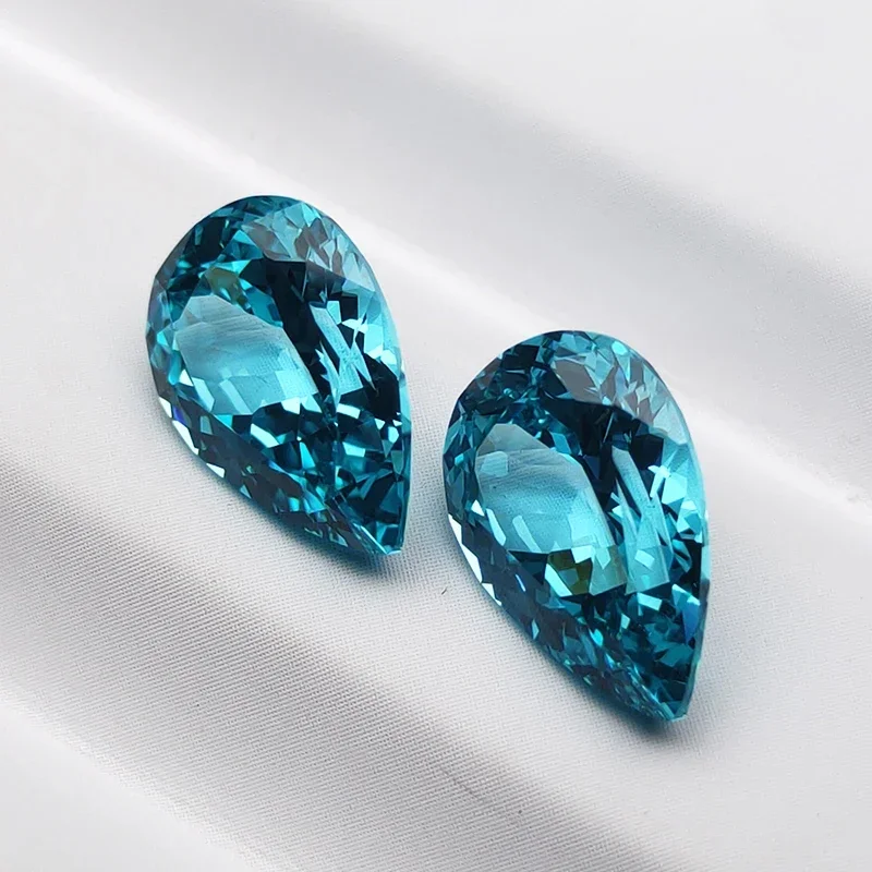 Lab Grown Paraiba อัญมณี Pear Cut Lab สร้างไพลินสําหรับ DIY เครื่องประดับขั้นสูงทําวัสดุเลือกใบรับรอง AGL