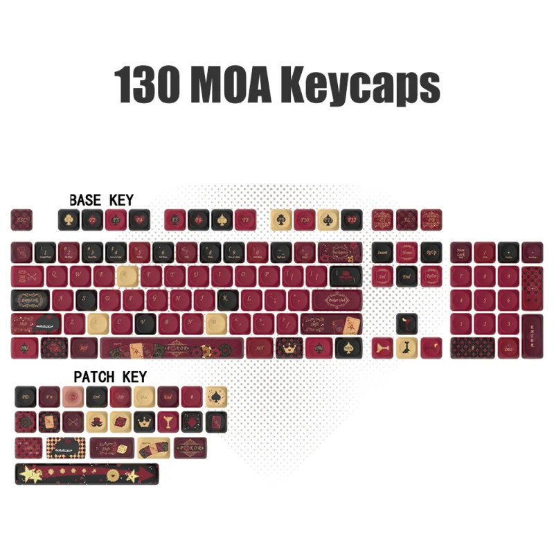 Wine Red Color Retro Custom Keycaps,130 Keys MOA Profile Doubleshot Dye-Sublimation PBT Keycaps Set For Mechanical Keyboard - view 4