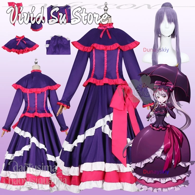 

Kawaii Goth Lolita Long Dark Purple Classical Cake Dress Wigs Christmas Halloween 코스프레 Anime Shalltear Bloodfallen Costume