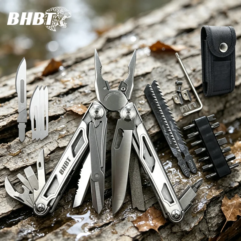 BHBT 37 in 1 Multitool Pliers Folding Multi-functional Tool With Replaceable Saw Blade Portable EDC Outdoor Hand Tools