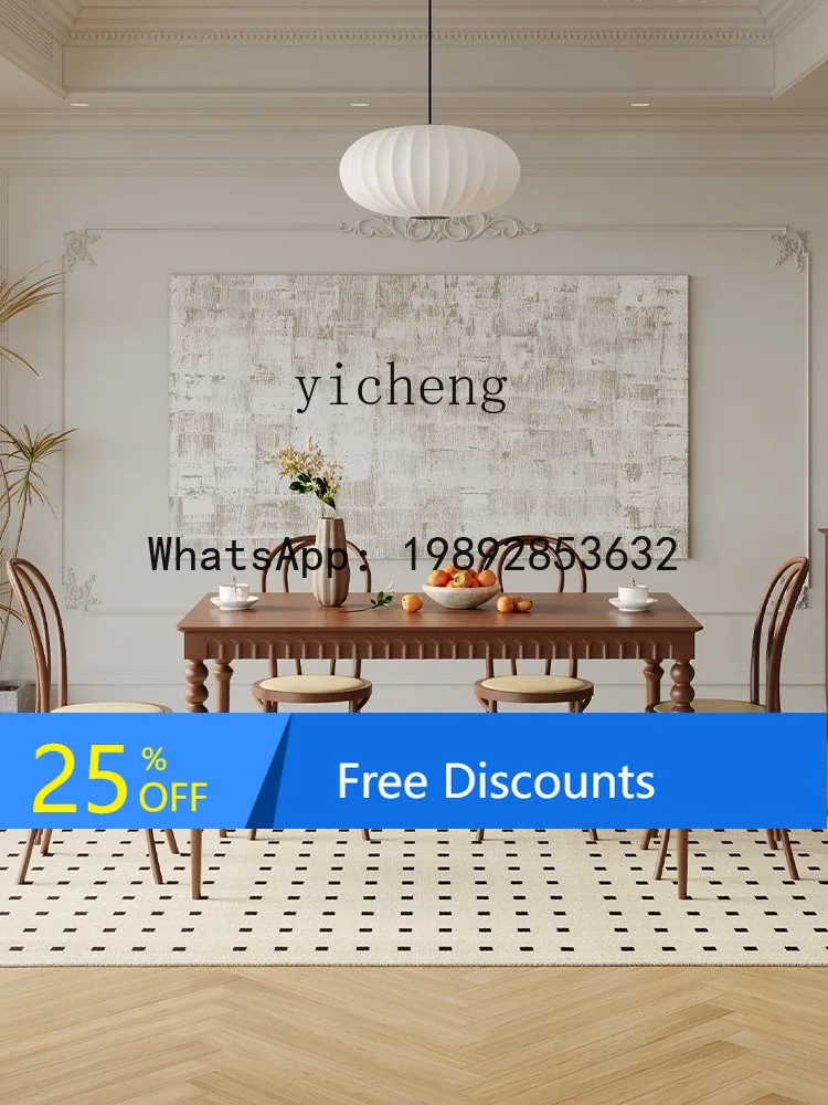 

LYY Solid Wood Dining Table Modern Minimalist Living Room Small Apartment Dining Table Log Antique Desk