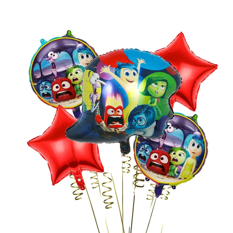 Hot Inside Out 2 Balloon Set Joy Sadness Anger Disgust Fear Cartoon Animation Balloon Decoration for Children\'s Birthday Party