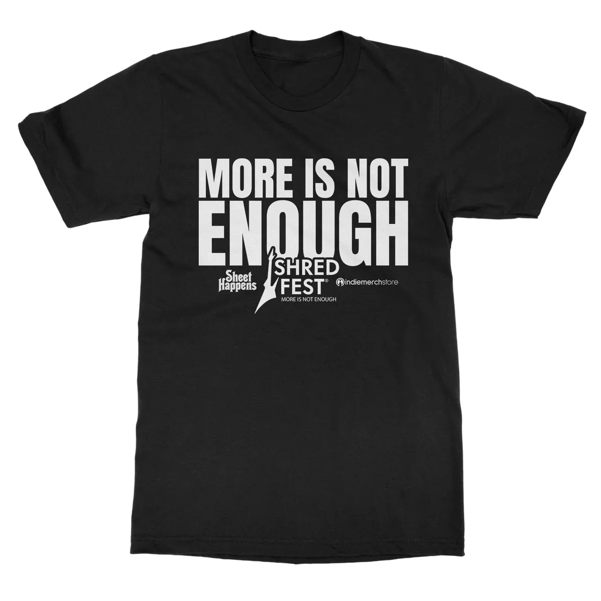 More Is Not Enough Slogan Guitar Silhouette Graphic Print Unisex T‑shirt, Shred Fest Music Festival Fan Daily Casual Top
