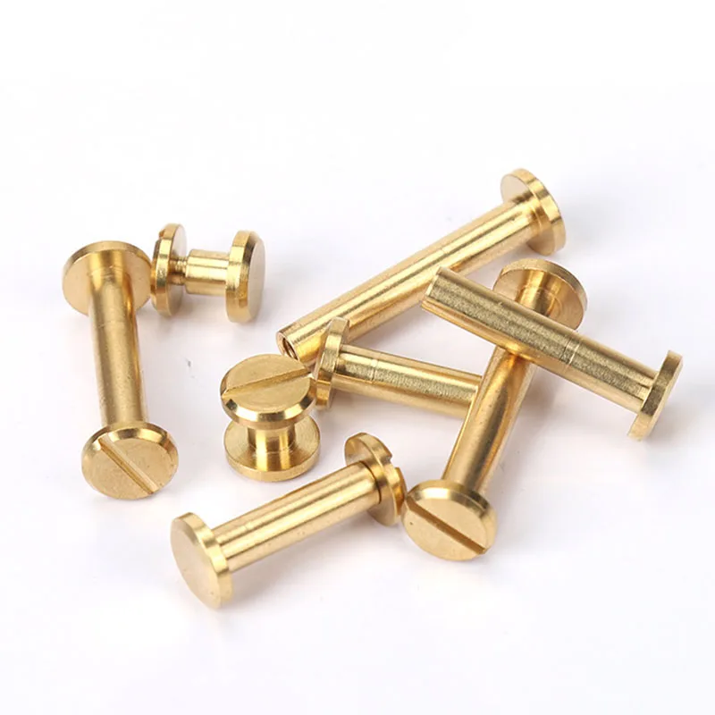 10pcs Solid Brass Binding Chicago Screws Nail Stud Rivets for Photo Album Leather Craft Studs Belt Wallet Fasteners 8mm cap