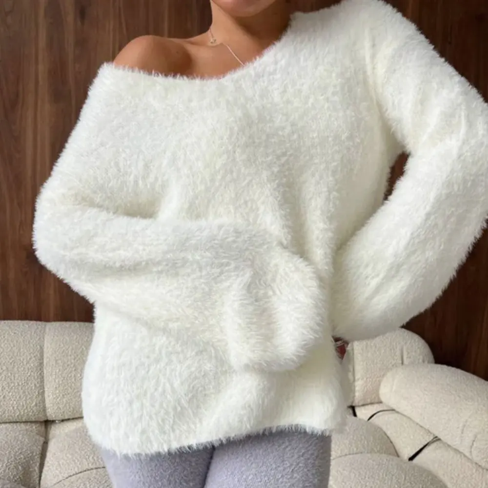 

Business Commute Style Long Sleeve round Neck Sweater Women's Fitted Design Straight Tube Sleeves No Decoration Required