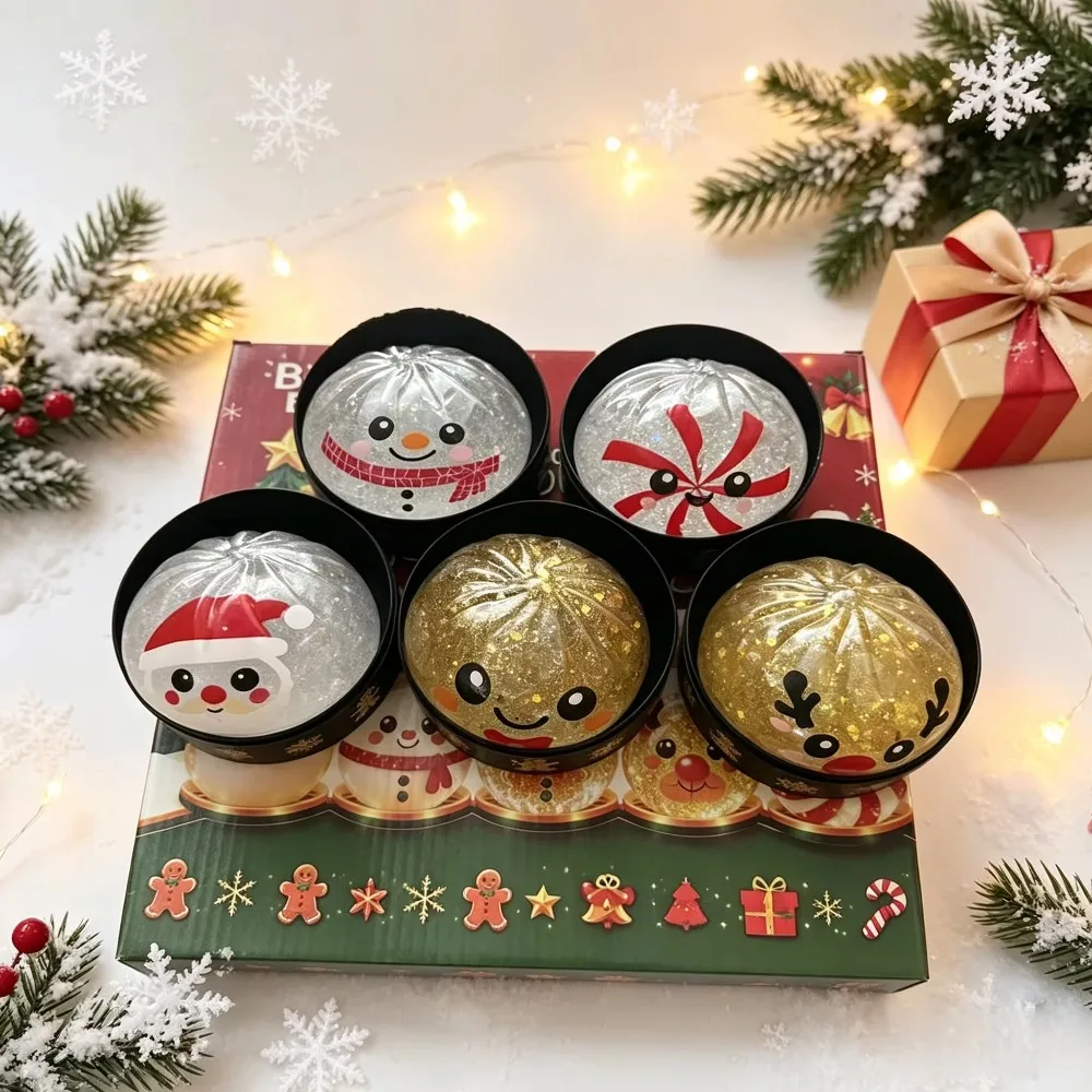 2027 Christmas Dumpling Squishy 8.5CM Snowman Elk Santa Claus Squeeze Toys with Box Stress Relief Happy New Year Christmas Gift@