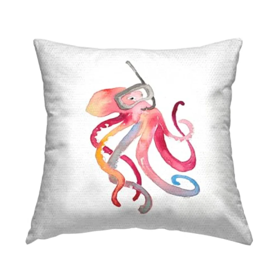 

Декоративная подушка с принтом Octopus Outdoor, 18 x 18 дюймов, розовая