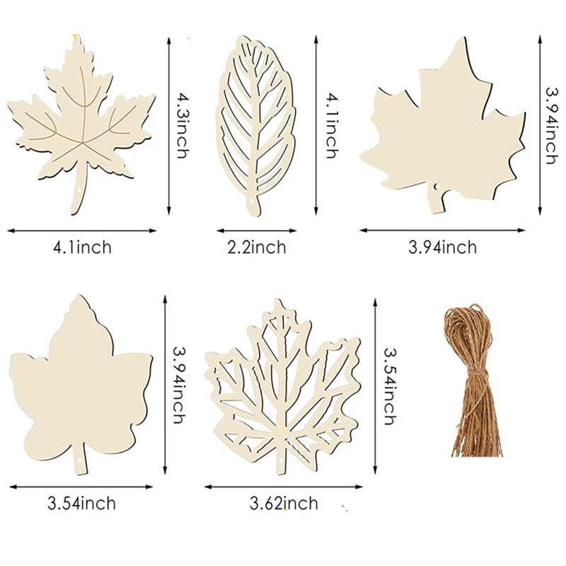 20Pcs/Set Wooden Maple Leaves Cutout Wood Slices Hollow Out Wood Pieces DIY Decorative Crafts Scrapbook Crafts Cardmaking