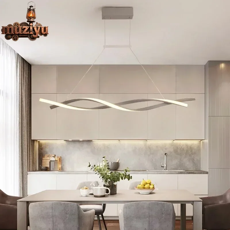 Muziyu Modern Rotate Led Pendant Lights Dimmable for Kitchen Island Table Dining Room Office Chandelier Decor Lighting Lusters F
