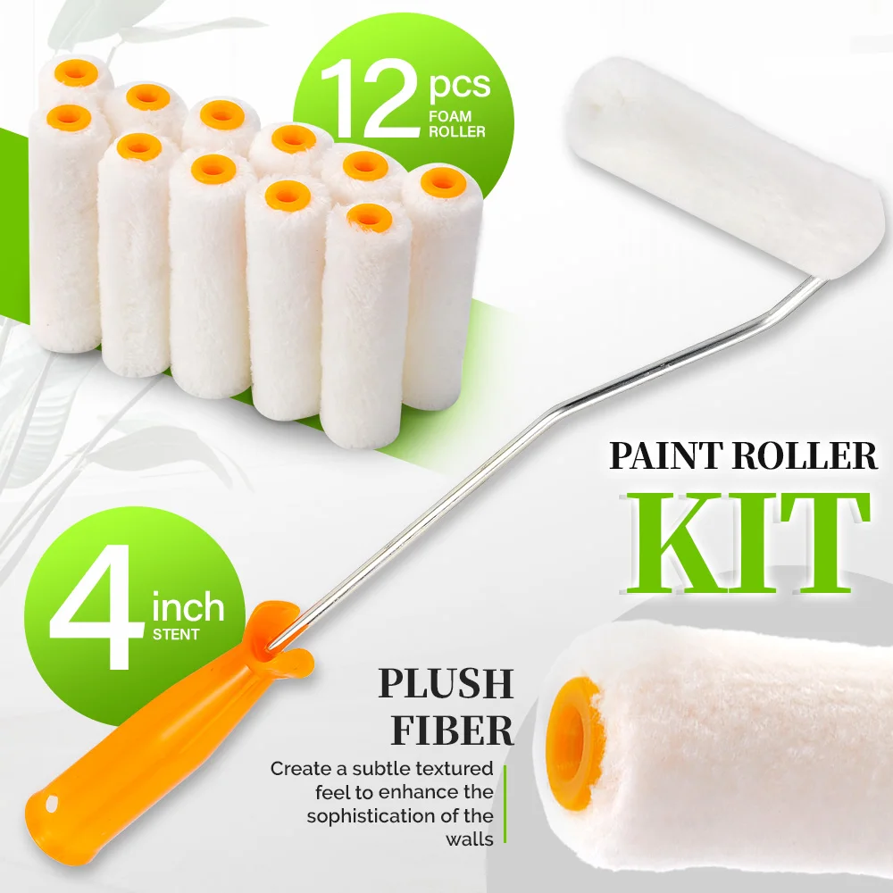 

1Set 10CM Sponge Paint Roller Mini Paint Roller Cover Replacement Paint Roller Nap Reusable with Handles Painting Tool Set