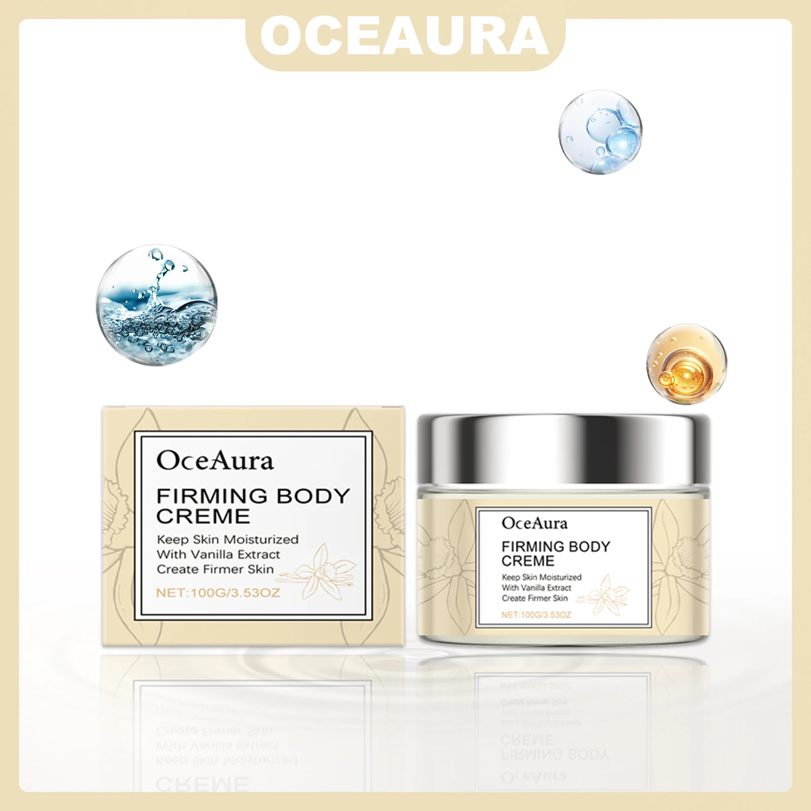 

OCEAURA Firming Body Cream Vanilla Flavor Deep Moisturizing Formula Locks Water Make Skin Hydrated Tighten Skin Smooths Wrinkles