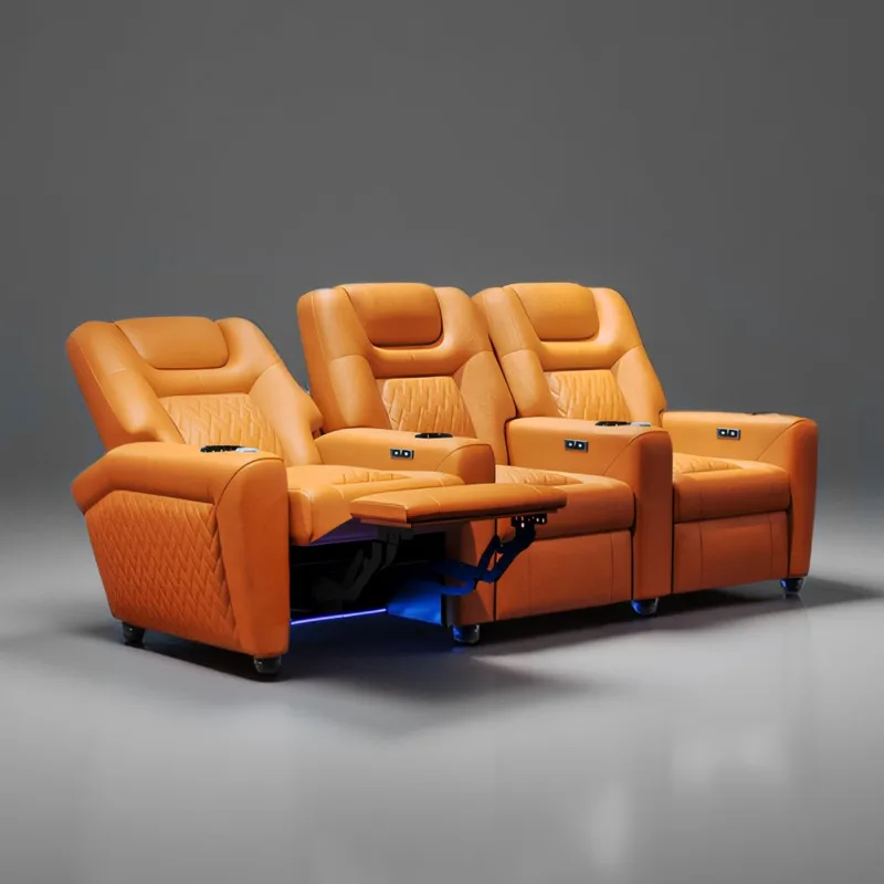 

Private villa audio and video room electric sofa leather home film and television hall viewing function reclining chair smart
