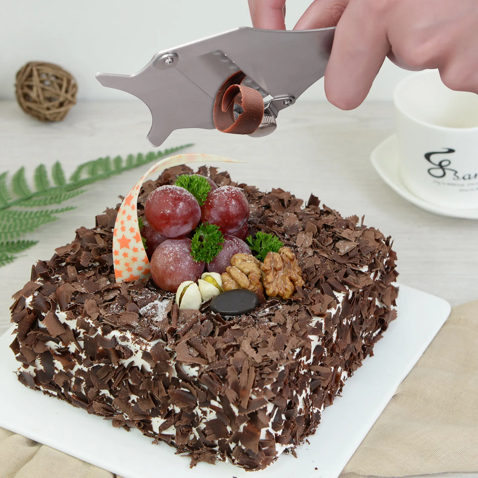 Pelador de Trufas de Chocolate, Pelador de Frutas y Verduras, Utensilio de Cocina, Rebanador de Ajo, Acero Inoxidable, Fácil de Limpiar
