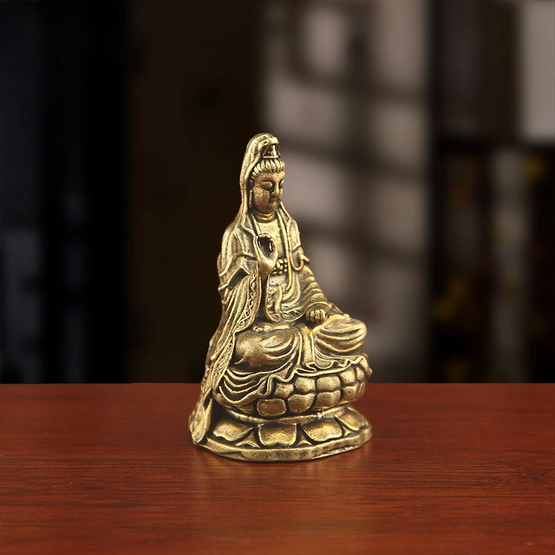 

CZ Bodhisattva statue ornament brass Nanhai Guanyin Buddha statue bronze statue office shrine desktop decoration