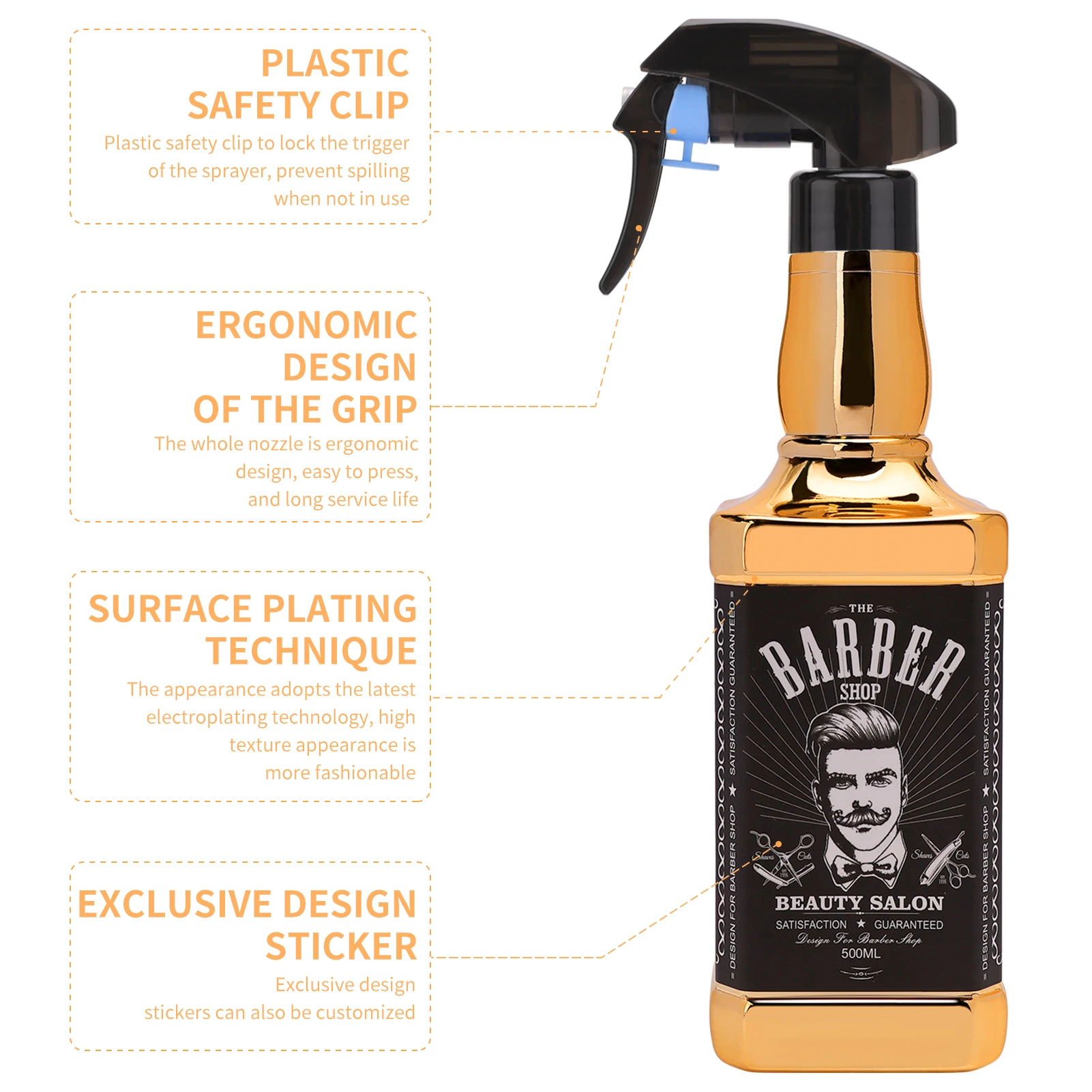 أدوات تصفيف الشعر لصالون الحلاقة ، بخاخ ماء ، بخاخ زيت ويسكي عتيق ، أدوات تصفيف الرأس