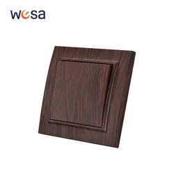 WESA Brown Wooden Frosted Light Wall Switch Flame retardant Plastic Panel Button 1 Gang 1 Way Wall Rocker Switch On And Off AC