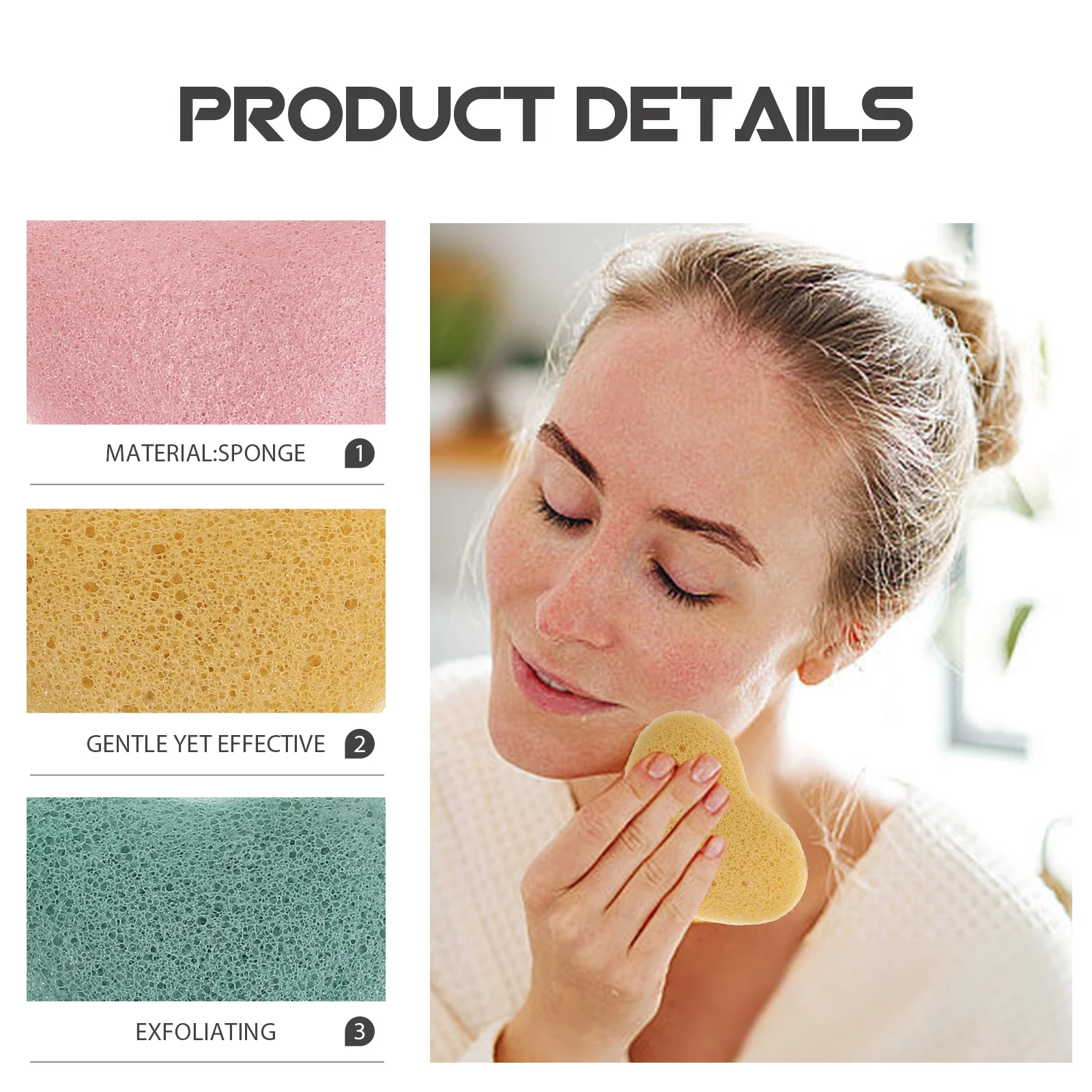 

3Pcs Facial Sponges for Cleansing and Exfoliating Thick Heart Design Gentle Face Sponge for Sensitive Skin Daily Use Facial