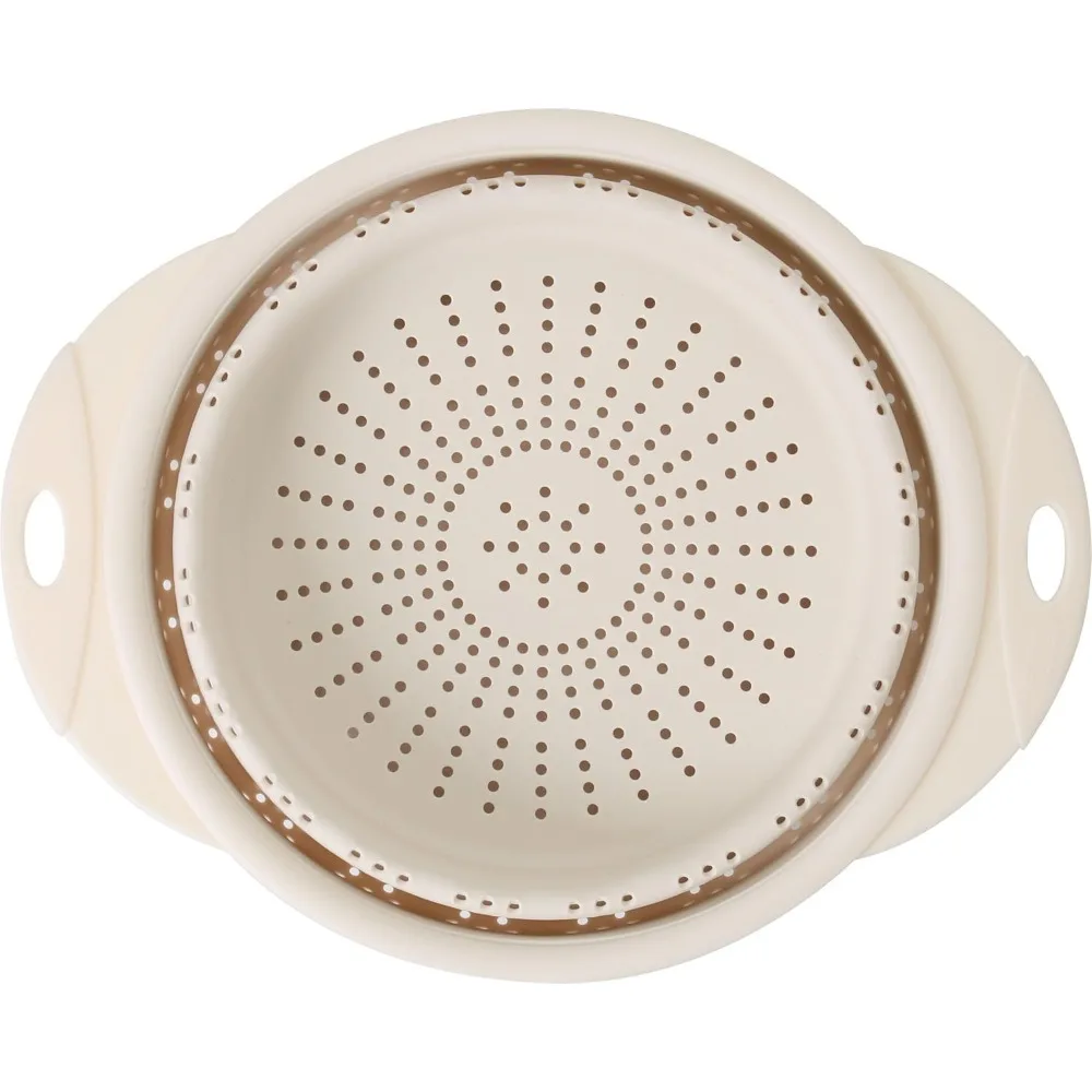 

10" Collapsible Silicone Colander in Cream, Kitchen Strainer with Handles, 15.1 Cup Capacity | BPA-Free, Heat-Resistant, Space-