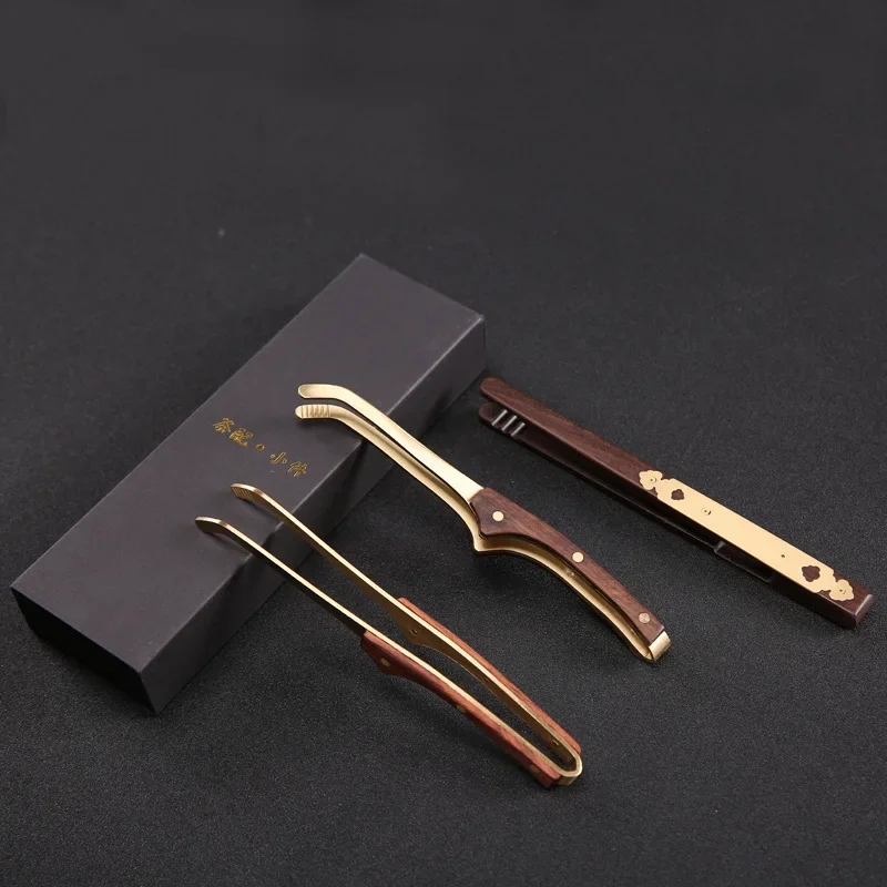 

Новые щипцы для чая из черного дерева, массив палисандра, медь, кунг-фу, посуда для чайной церемонии, пинцет, деревянные щипцы, держатель для пинцета