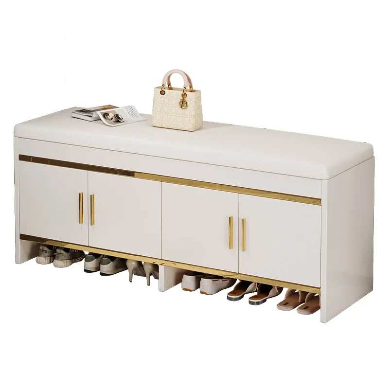 shoe change stool household light luxury door stool entry shoe stool can sit shoe cabinet soft bag seat stool integrated storage view 5