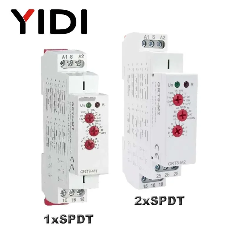 Customized GRT8-M 16A Multifunction Timer Relay Din Rail Timer 10 Function Choices AC DC 12V 24V 220V 230V Time Relay