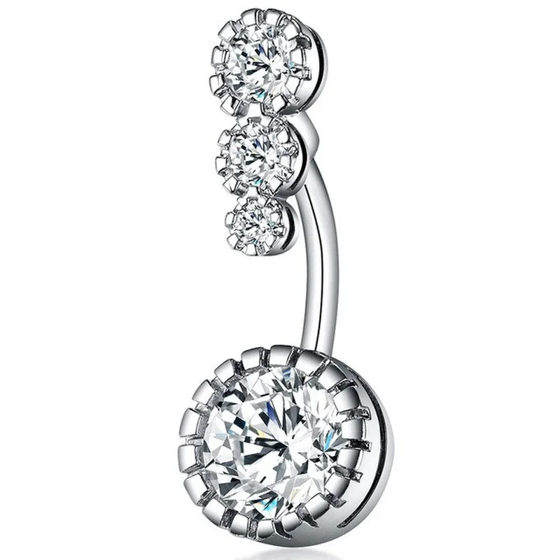Surgical Steel Ab Crystal Belly Button Rings Zircon Heart Navel Piercing Reverse Cute Belly Button Piercing Sexy Navel Ring
