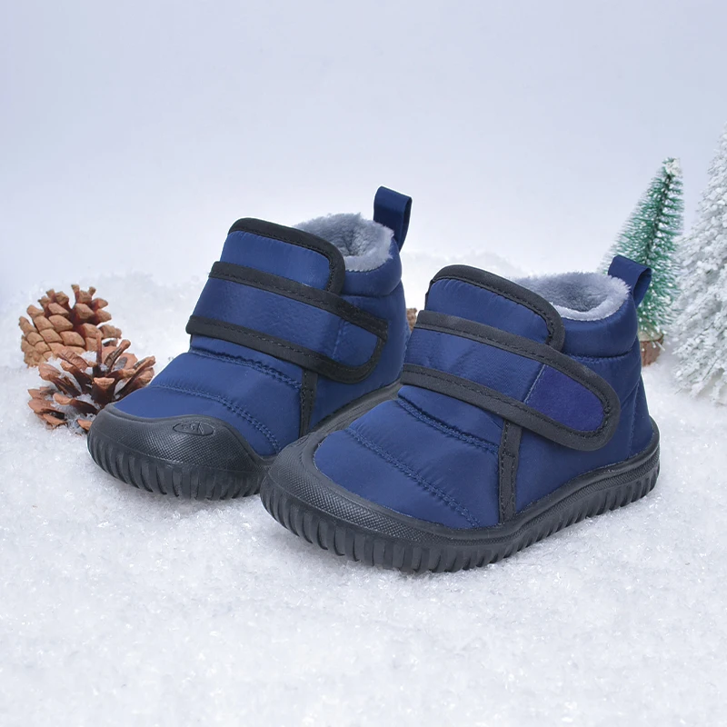 High Quality Durable Kids Outdoor Anti-slip Waterproof Soft  Plush Winter Snow Short Boots E8218