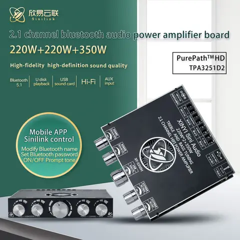 S350H TPA3251D2 Bluetooth 전력 증폭기 보드 S220H S100H 2.1Ch 클래스 D USB 사운드 서브우퍼 극장 오디오 스테레오 이퀄라이저 앰프