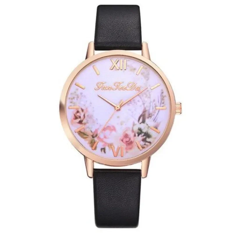 Simple Women Fashion Ink Painting Design Ladies Quartz Watch Casual Leather Strap Female Bracelet Gift Clock Relógio Feminino