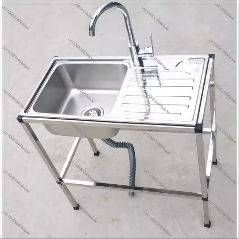 Kitchen Thickened 304 Stainless Steel Sink Countertop Integrated Single Sink with Bracket Dishwashing Basin Dishwashing Basin