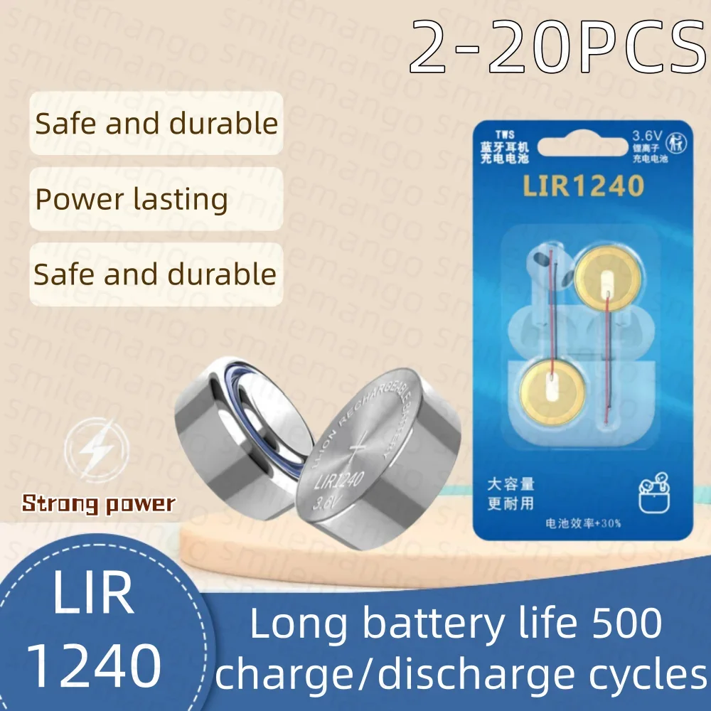 3.6V 50mAh LIR1240 steel shell button battery for TWS Bluetooth headset battery