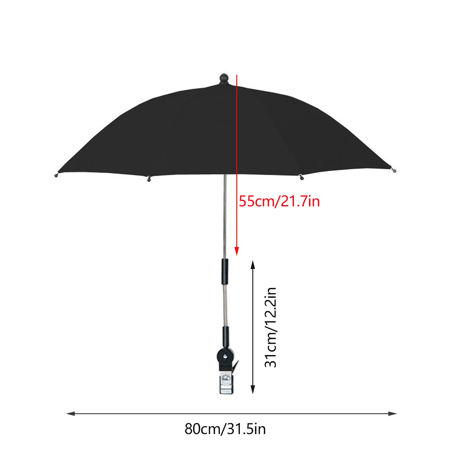 360° Adjustable Umbrella With Clamp Baby Stroller Accessories Outdoor Universal 3 Colors Sunshade To Strengthen Umbrellas