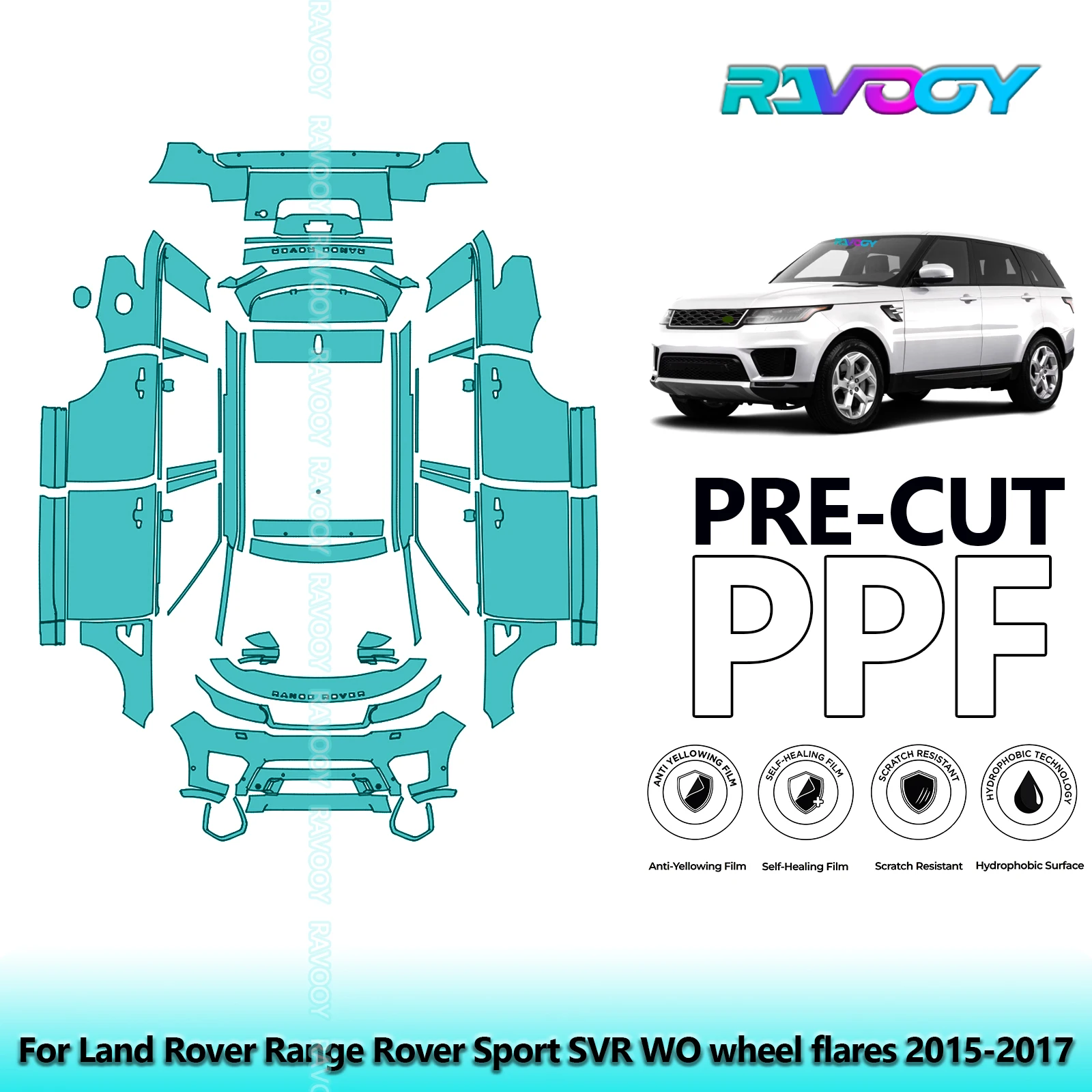 

Для Land Rover Range Rover Sport SVR WO расширители колес 2015-2017 8,5 мил полная автомобильная предварительно вырезанная защитная пленка PPF