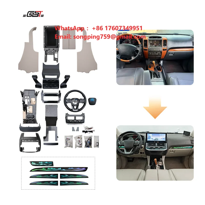 GBT Factory Facelift Interior Kit for Lexus GX460 with Dashboard Steering Wheel Ambient Light Center Console Armrest