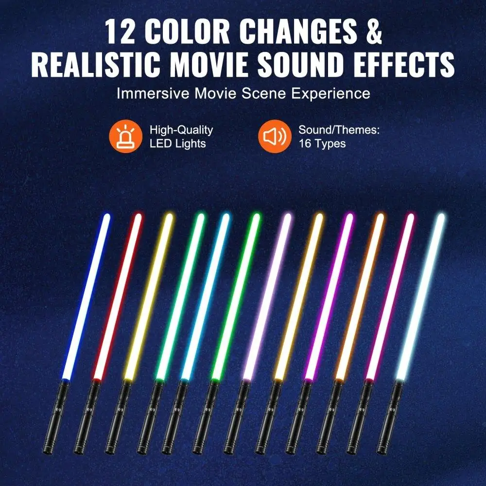 40 Inch Rechargeable RGB Light Sword 12 Color Options 16 Sound Effects Fantasy Role Play Toy