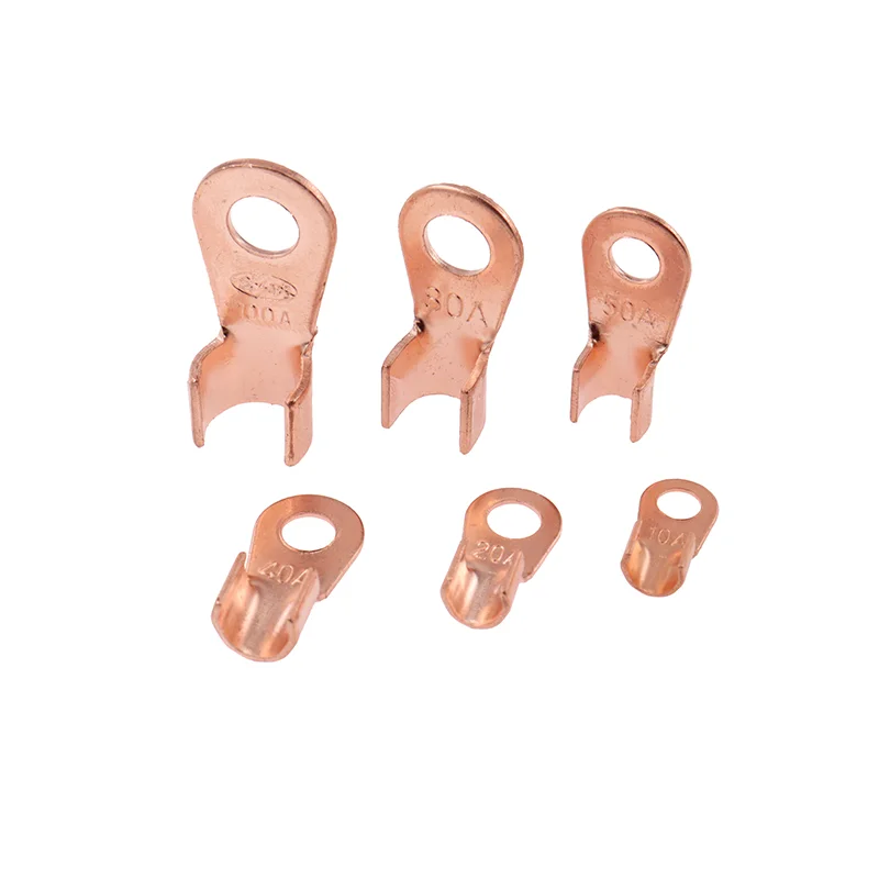 10PCS Copper Nose OT Copper Open Nose Wire Terminal Copper Connector Wire 5A 10A 20A 30A 50A 80A 100A 150A 200A 250A 300A 500A