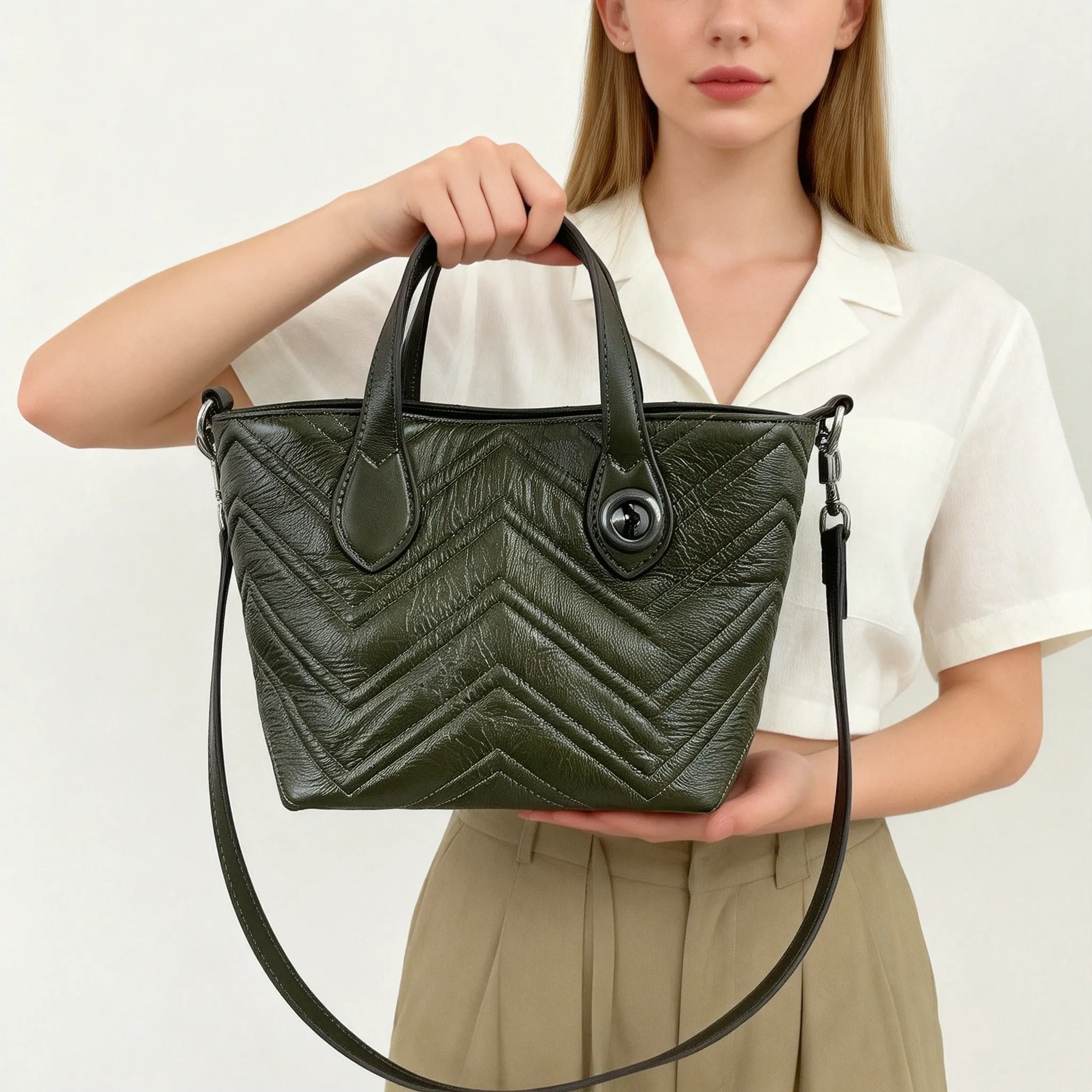 Elegante Strukturierte Damenhandtasche Luxuriöse Einkaufstasche für den Alltag