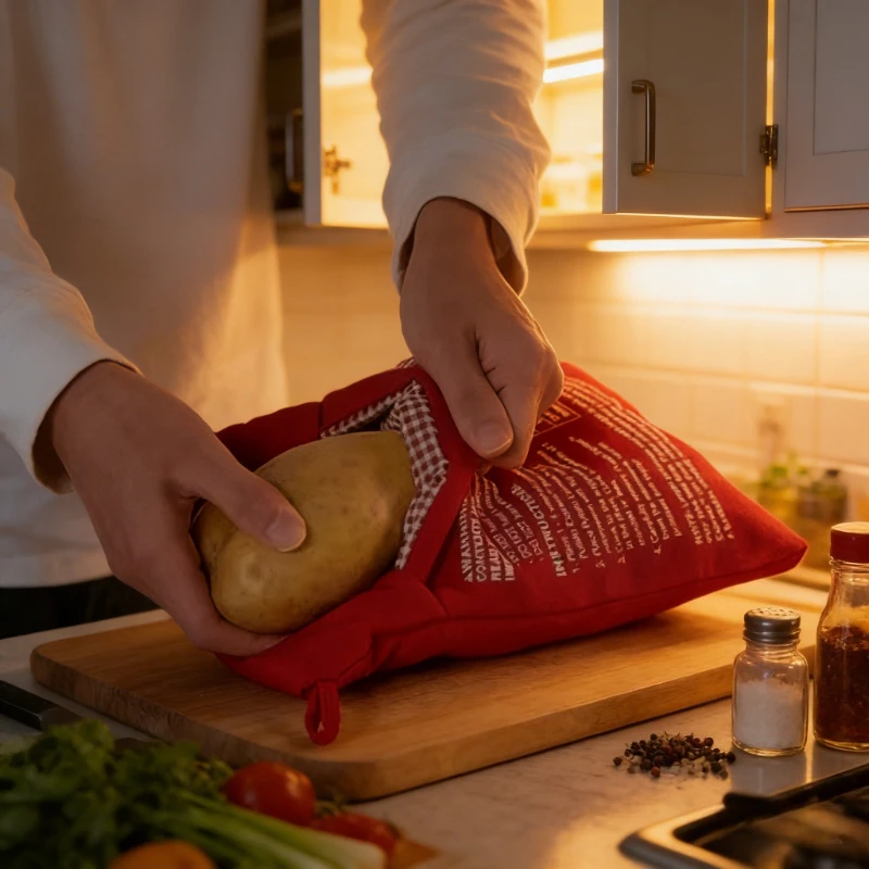 Red Reusable Microwave Potato Bag Express Quick Baking Cooker Bag Perfect for Baking Potatoes and Vegetables in 4 Minutes
