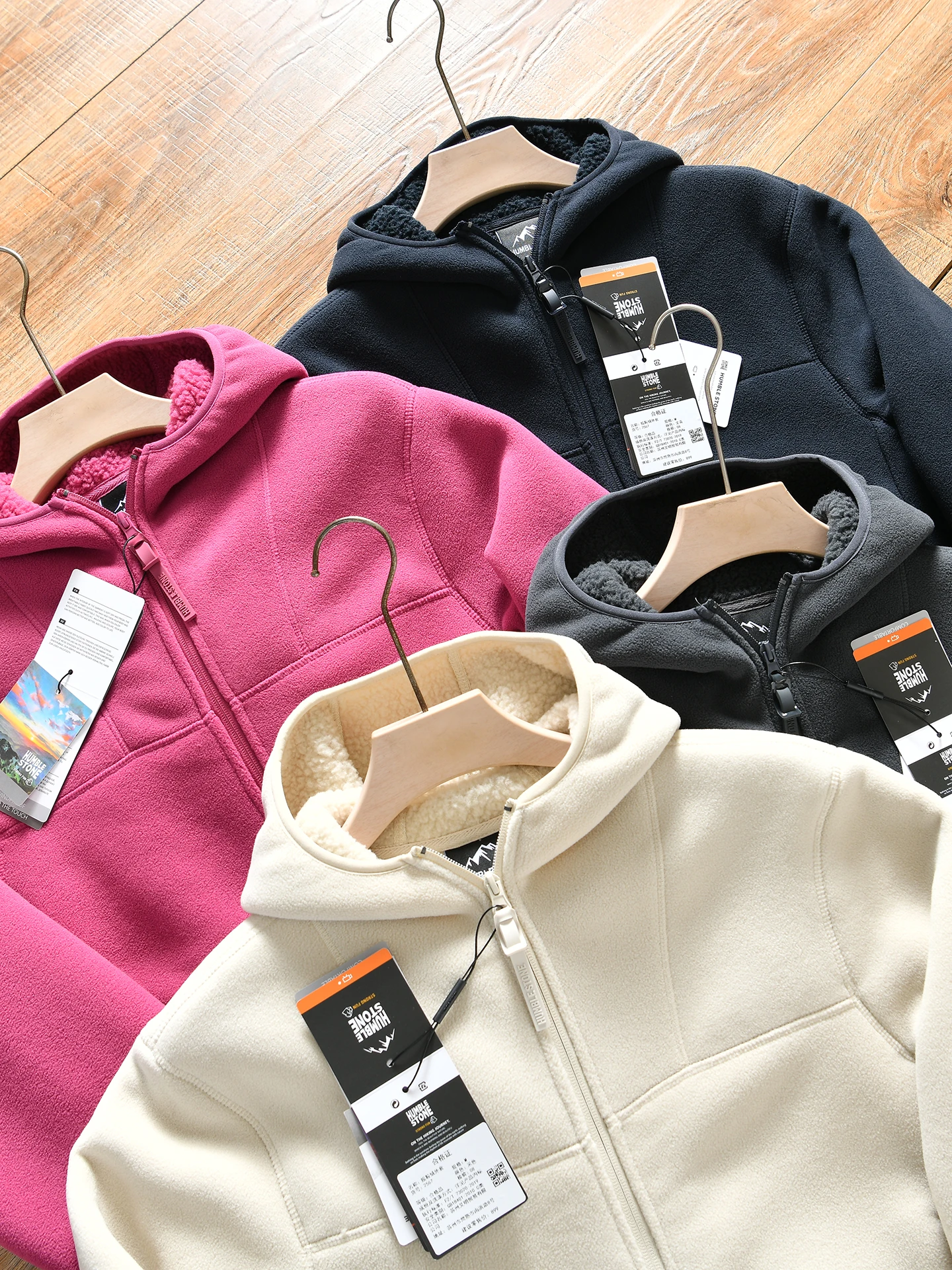 3D Stereo Cutting Faux Velvet Jacket Men's Outdoor Casual Fleece Jacket Thickened Long Sleeve Zipper Closure Hat Design