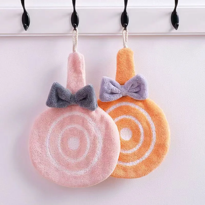 INS Cute Candy Lollipop Towels Grease Wipe Rag Kitchen Absorbent Hangable Hand Towel Coral Fleece Rag Microfiber Hand Towel