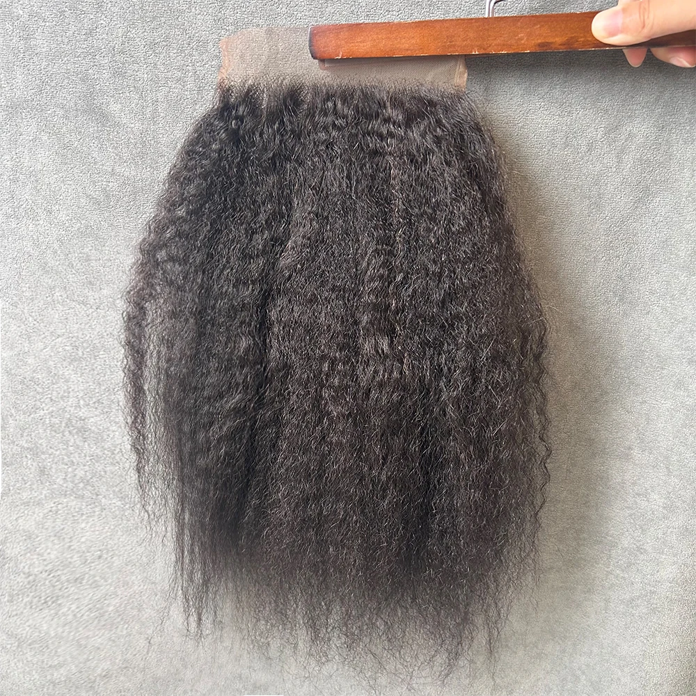 Kinky Straight Lace Closure Frontal Only 5x5 13x6 HD Transparent Lace Closure Virgin Raw Human Hair Closure 2x6 Lace Hair Piece