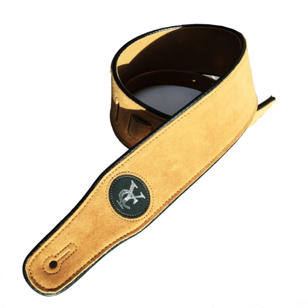 YUEKO High-Quality  Adjustable Length Two-Layer Leather Soft And Durable Acoustic Guitar Strap Green/Yellow /Brown/Black Strap