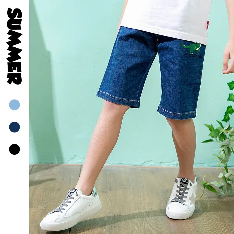 

Summer Teenage Boys Denim Shorts Cartoon Dinosaur Children Jeans Style Boy Casual Cowboy Shorts Child Toddler Beach Pants 2-10Y