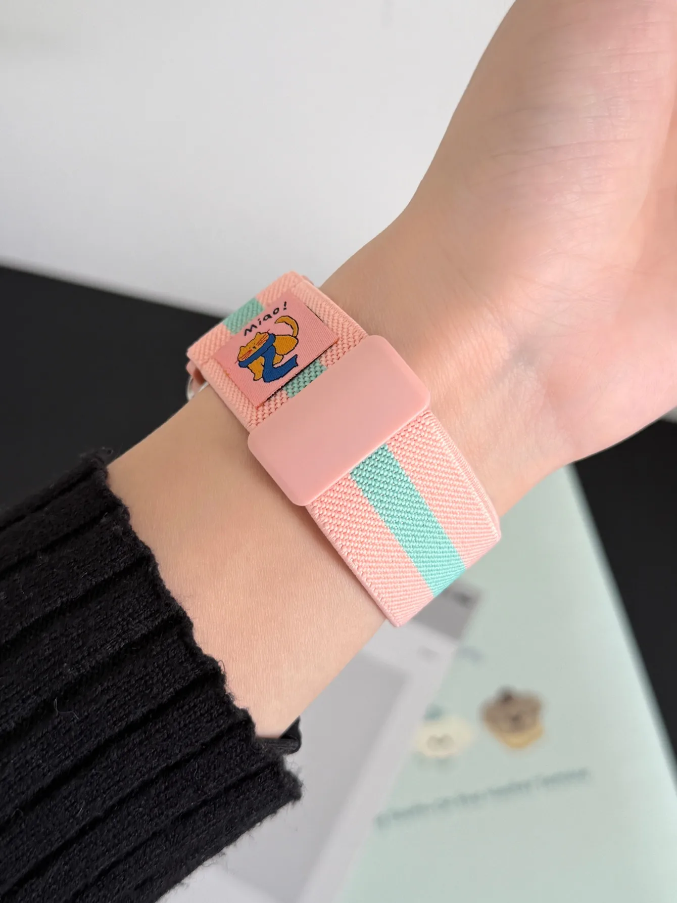 Correa magnética de nailon elástico para Apple Watch 41/45mm 49Ultra 10S 42/46mm correa de rayas con estampado de dibujos animados para iWatch8 7 6SE 38/40/44