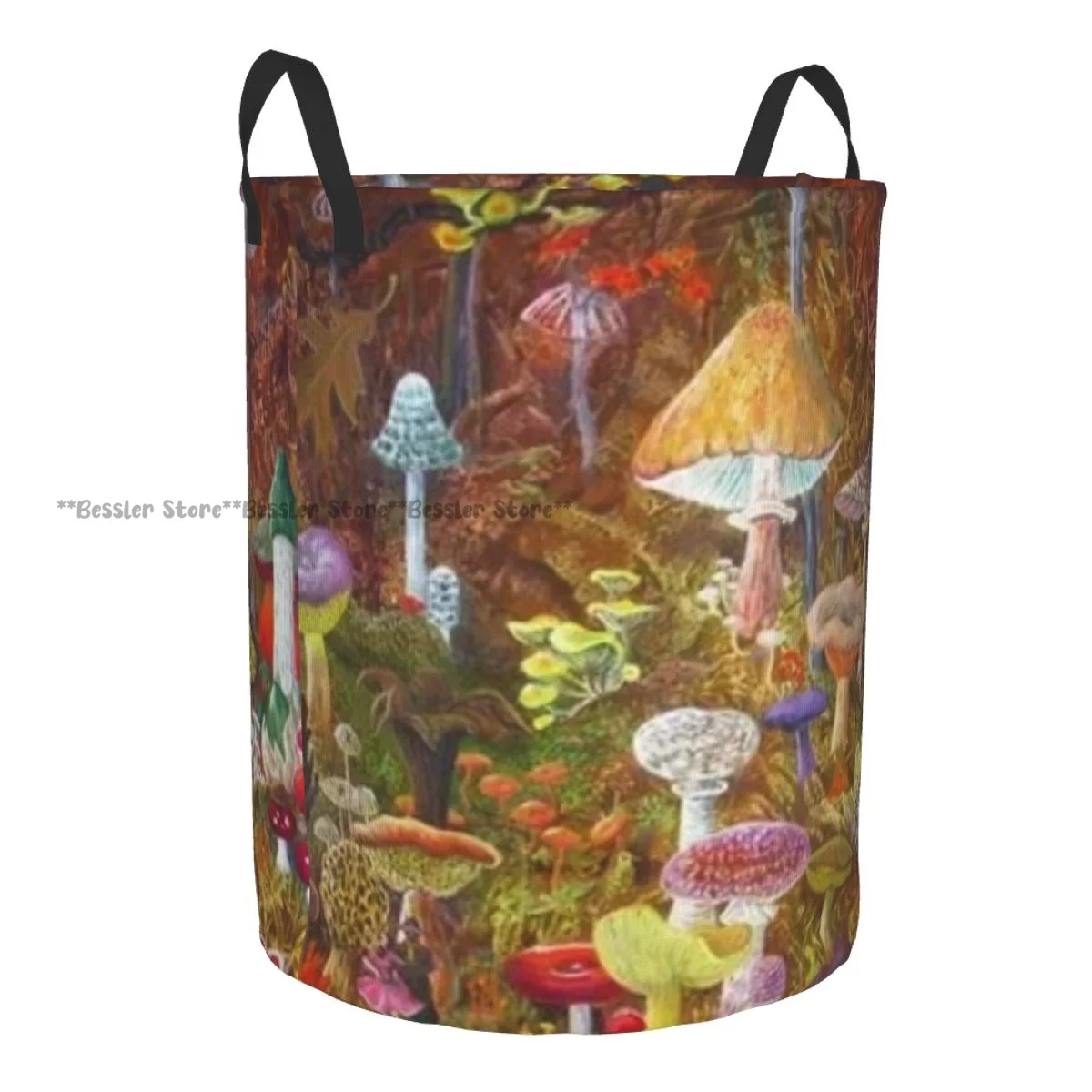 Laundry Basket Psychedelic Forest Round Storage Bin Collapsible Hamper Clothes Bucket Organizer