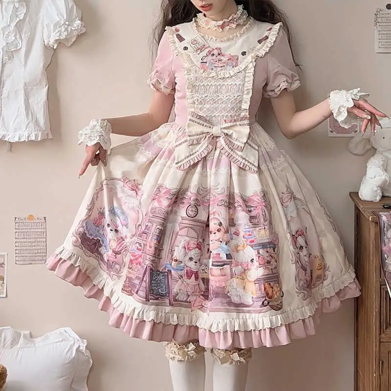 

Coalfell Original Pet Manor Vintage European Lolita Cute Doll Lace Dress Female Bow Lolita Exquisite Party Dress Sweet Girl